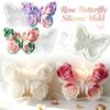 1-1pc DIY Rose Butterfly Silicone Mold Handmade Aroma Candle Soap Gypsum Epoxy Resin Casting Mould Party Candle Making Supplies