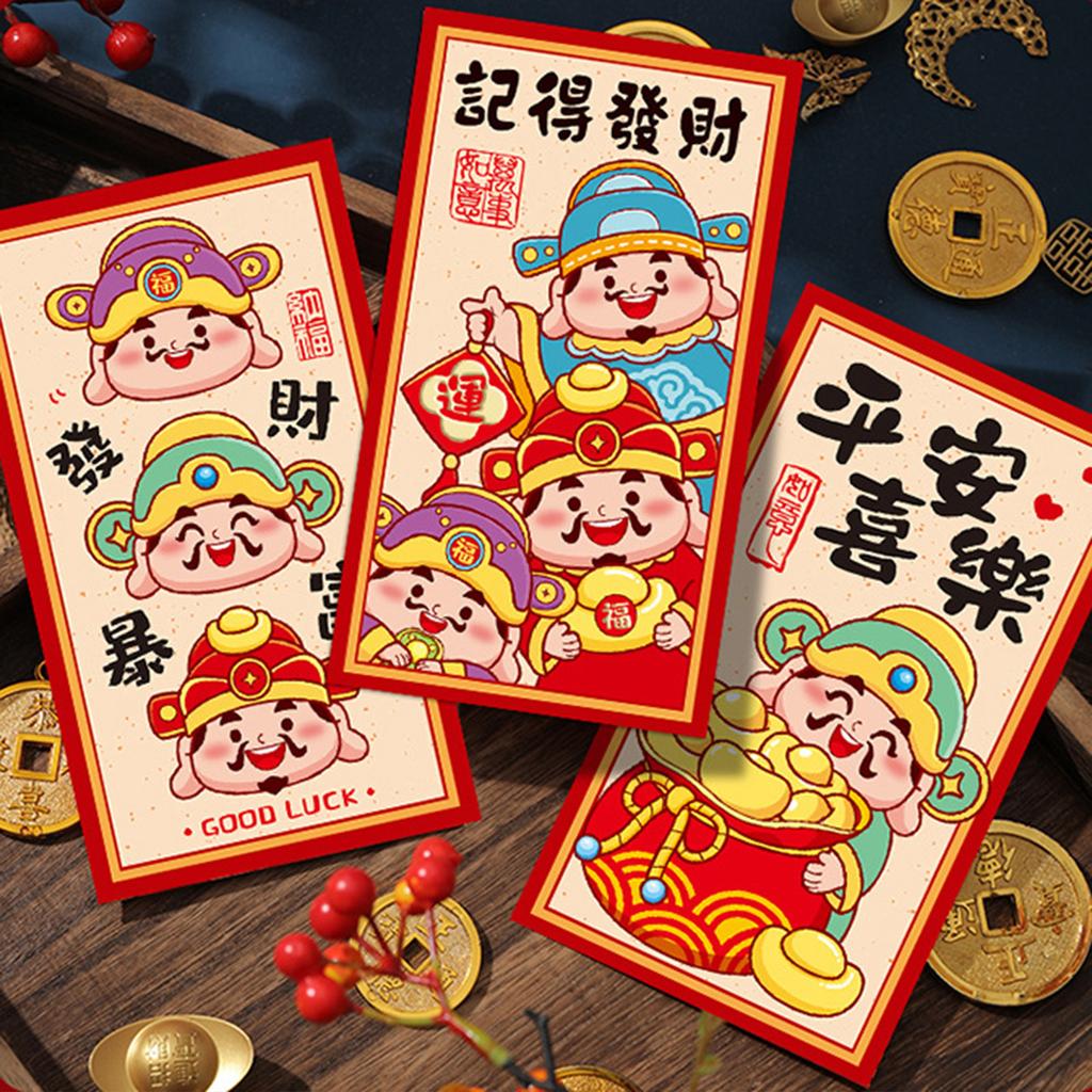 6Pcs Redness Envelopes for Traditional Spring Festival Snake Year Money Packets Paper Bag Hongbao for New Year