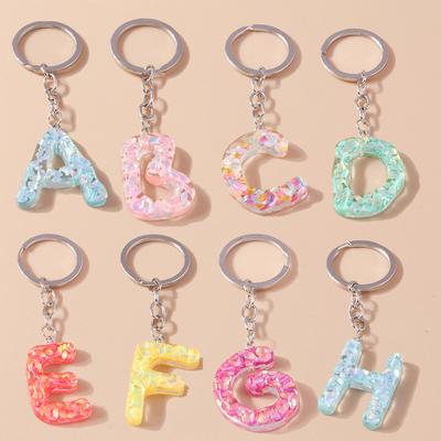 Bunte Acryl-Glitzer-Alphabet-Schlüsselanhänger 26 Initialen A-Z Buchstaben Schlüsselanhänger Anhänger für Frauen Mädchen Taschenanhänger DIY Schmuck Geschenke