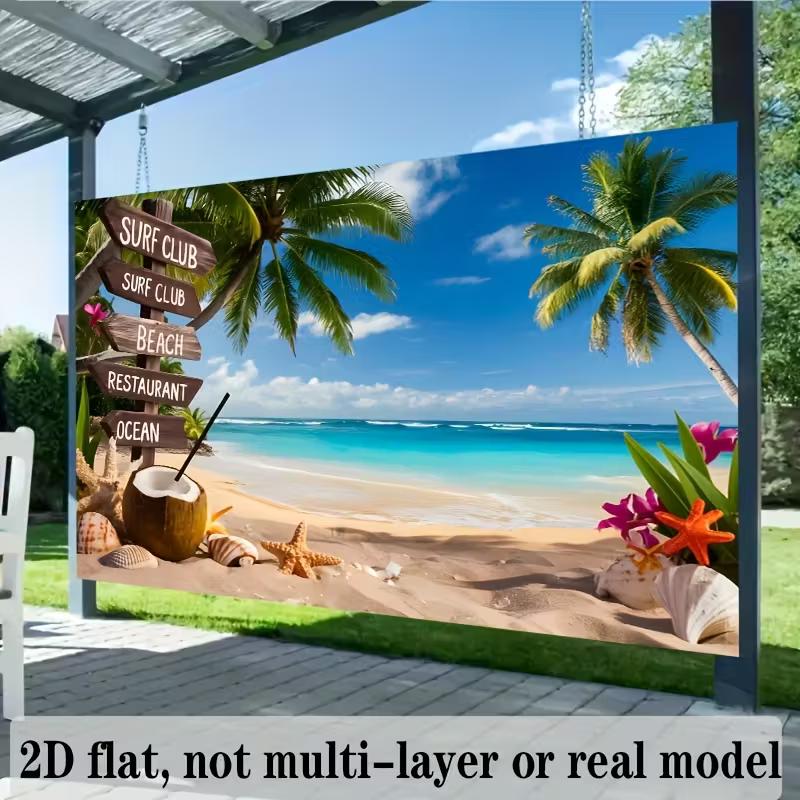 2D Surf Club Beach Backdrop - Summer Vacation Party Photo Booth Background