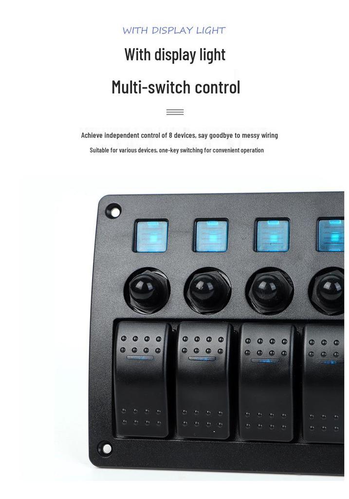 8-Position Universal Switch Panel with Overload Protection for Cruise Ships (12-24V)