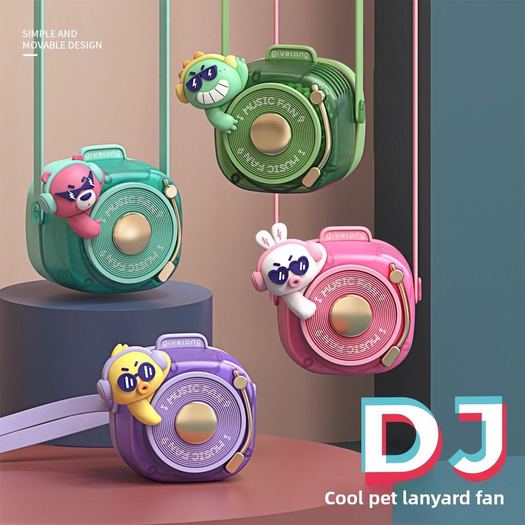 Cartoon Cute Pet Neck Fan With Usb Rechargeable Noleaf Design For Kids Personal Cooling