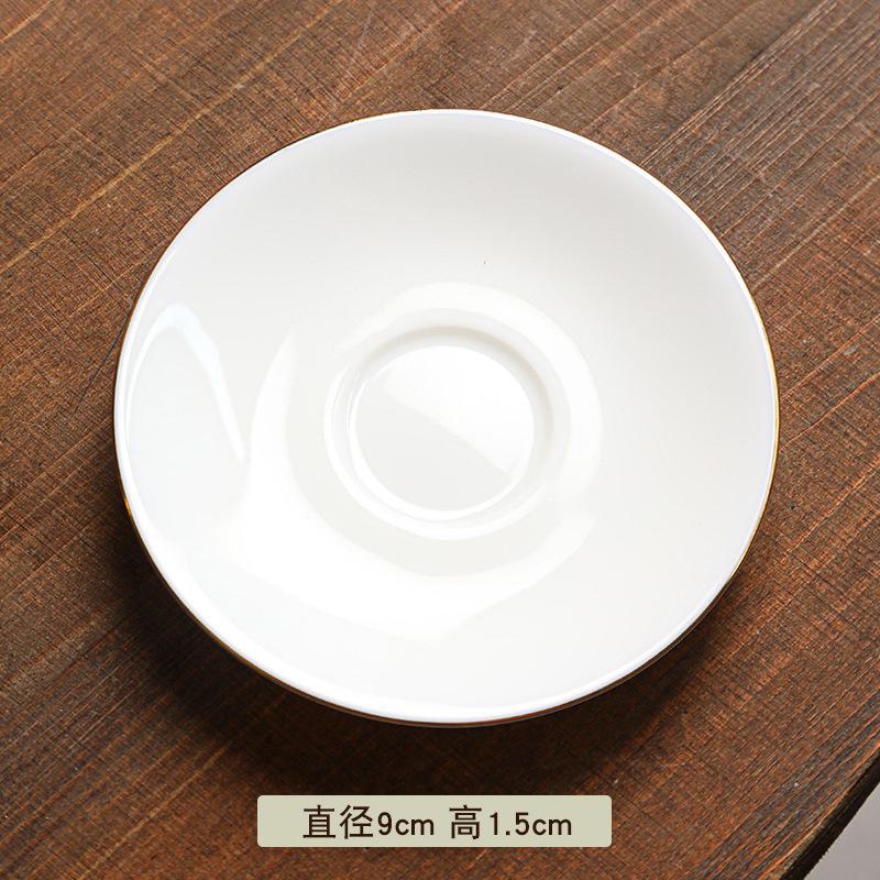 Suet jade white porcelain small teacup Kung Fu teacup ceramic master cup drinking tea household tea cup pure white gold-painted single cup