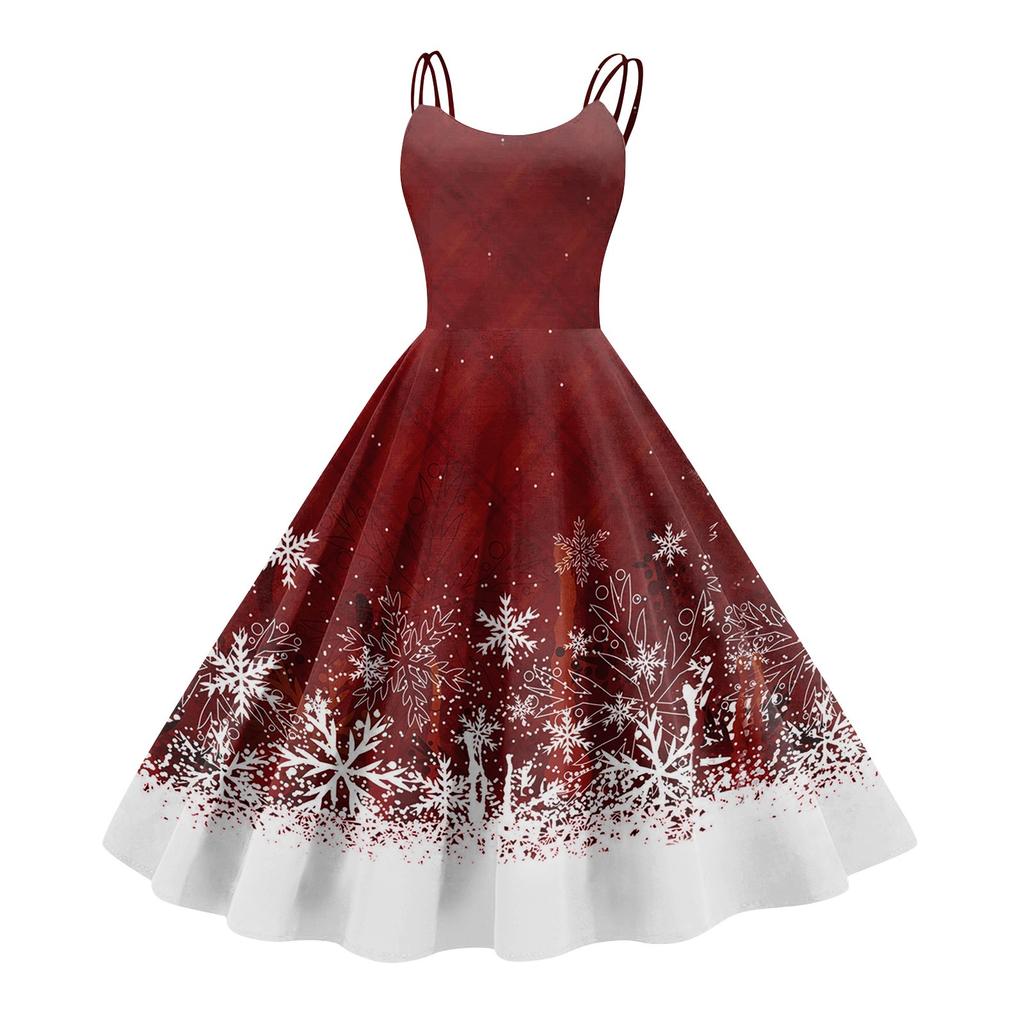 Damenmode Sexy trägerloses Gothic Cocktailkleid mit Weihnachtsgrafik, bedruckt, Vintage, lange Kleider