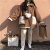 Winter Korean Sweet Warm Lamb Wool Coat Women Chic Cute Two Sided Wear Patchwork Thick Clothes College Style Casual Fashion Outerwear