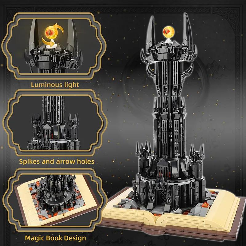 Creative Black Tower Magic Book Construction Blocks Book Expert Ideas Bricks Dark Tower Featuring Lights Assembly Boys Toy Designed For Children Gifts