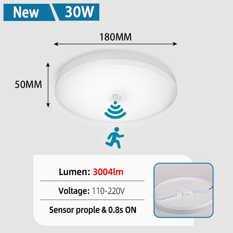 Led Ceiling Lamp With Motion Sensor 110-220V Human Infrared Smart Room Lamp 20W 40W Ceil Lamps For Entrance Balcony Corridor
