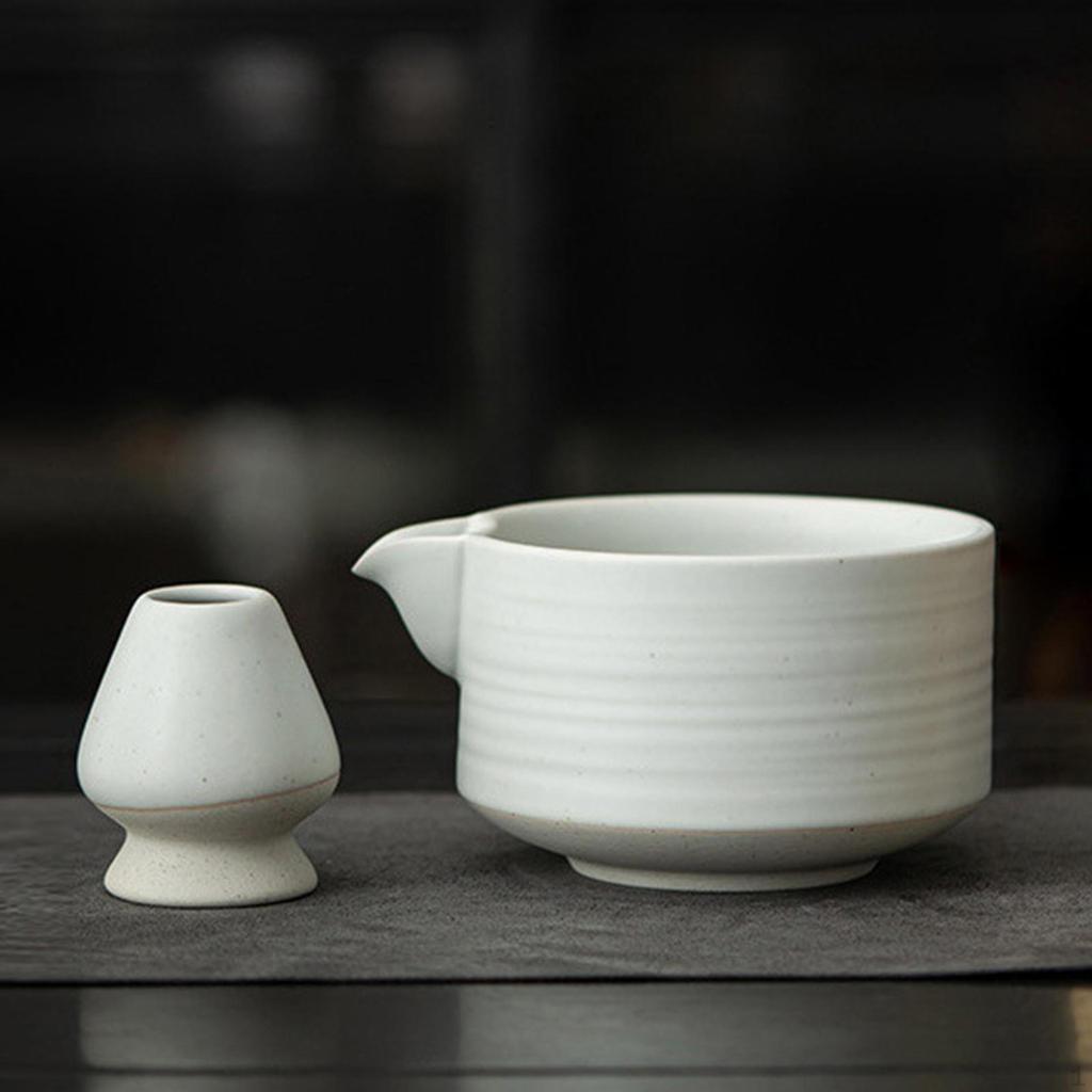 Zeremonielle Matcha-Schale mit Pinselablage Keramikbehälter zur Teezubereitung