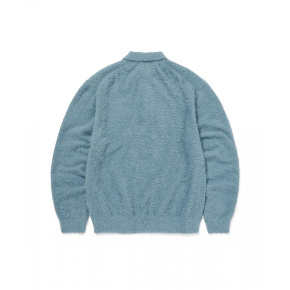 Thisisneverthat Sct Logo Shaggy Strick Polo Hellblau