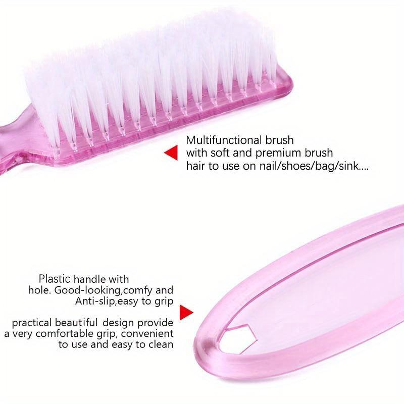 3pcs Nail Brush Cleaning Remove Dust Powder Plastic Cleaner for Acrylic UV Gel Nails Art Manicure Nail Care Accessories
