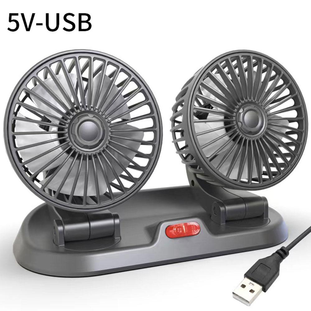 

Автомобильный вентилятор 5В 12В 24В Вентилятор для охлаждения автомобиля Регулируемый на 360° Двухголовый вентилятор USB 2 скорости Автомобильный электрический вентилятор для приборной панели RV Грузовик