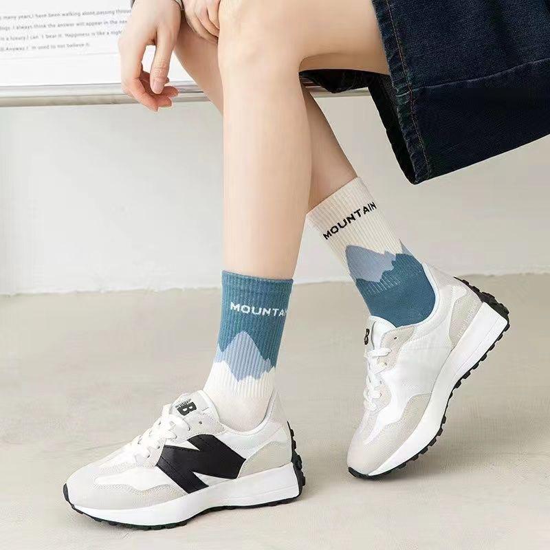 Style Men Socks Asymmetrical Pattern Street Hip Hop Skateboard Man Cotton Sock Breathable