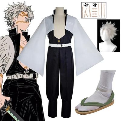 Anime Dämon Slayer Cosplay Kostüm Shinazugawa Sanemi Wind Hashira Outfit Perücke Aufkleber Kimetsu No Yaiba Swordsmith Village Arc