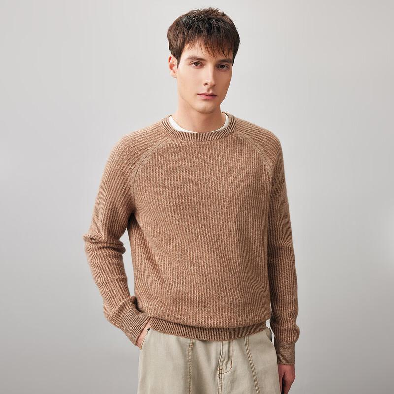 Kemengboka Men's 100% Wool Crew Neck Thick Sweater