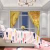 2PCS golden Ramadan auspicious (Lantern - Moon) Ramadan printing curtain polyester material suitable for bedroom living room,