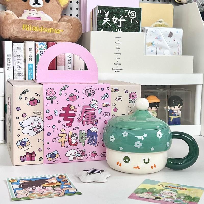 High Value Hat Mug Ins Cute Ceramic Water Cup with Lid Girl Couple Coffee Birthday Present
