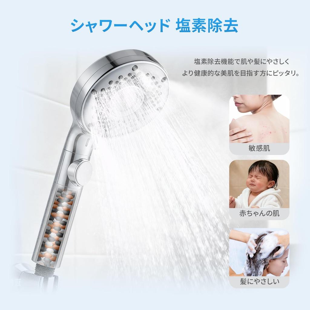 Blasendusche Wasserchlor Feuchtigkeitsspendend für Haare und Reinigend Kopfhaut-Spa-Duschkopf mit 6 Handbrausen Wassersperre und temporärer Stopp Hohe Wasserporen