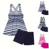 Women's Two-Piece Bikini Set Large Size Skirt Split Boxers Swimsuit