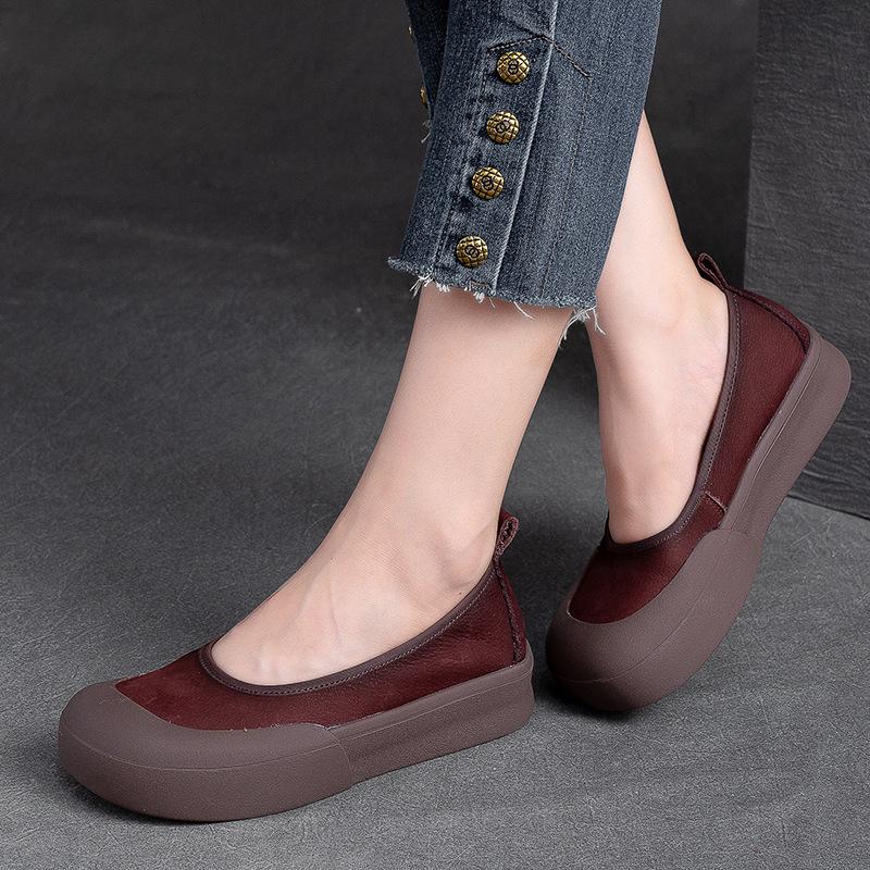 Fashion GKTINOO New Design Literary Style Women Flat Platform Shoes Slip-On Loafers Genuine Cow Leather Shallow Handmade Retro Shoes