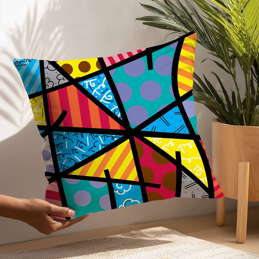 B-Britto Art Design Pillow Case Plush Fabric Soft  Pillowcase Double Sided Print Cushion Cover Household Gifts