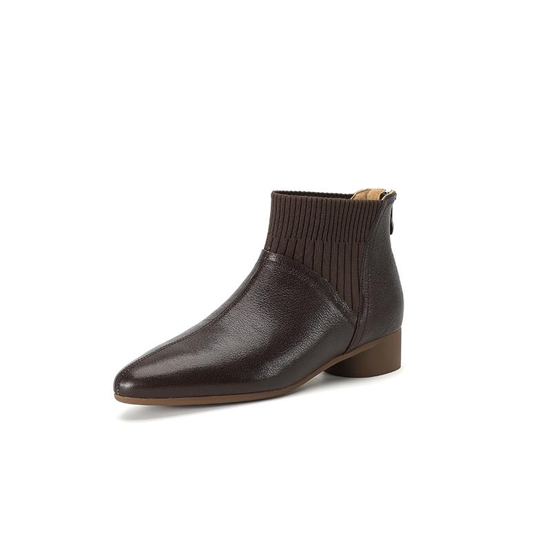 Fashion 2025 Autumn/Winter Women Boots Genuine Leather Women Shoes Round Toe Chunky Heel Shoes Ankle Boots Modern Chelsea Boots
