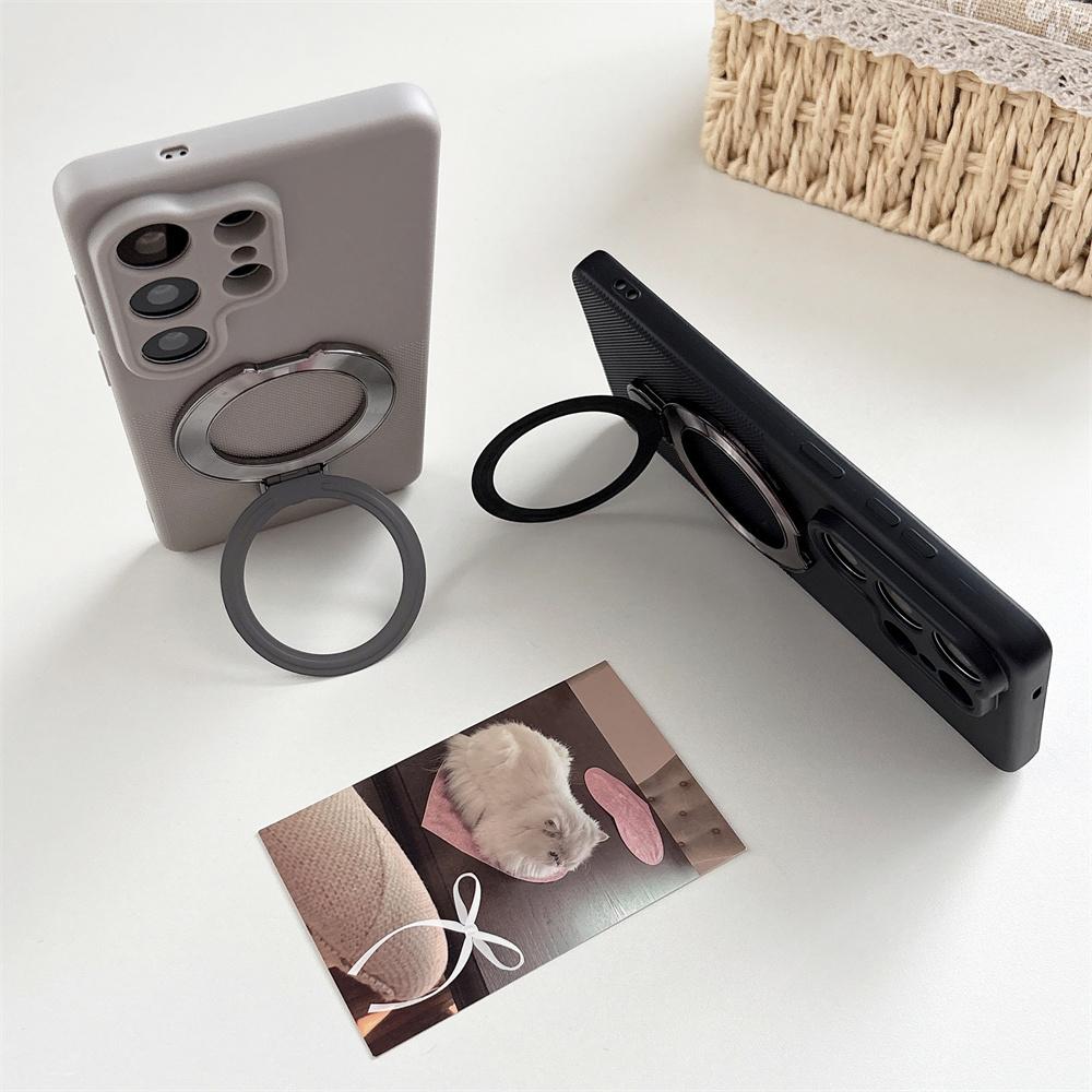 Simple Matte Dot Texture Mobile Phone Case for SamSung Galaxy S26 Ultra S25 A57 A56 Ring Stand Holder Skin Feel Protection Cover