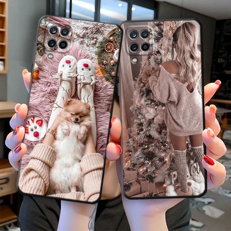 Merry Christma Winter Girl Black Shell Back Phone Case for Vivo S1 Y70 Y17 V21 Y53 V17 Y31 V20 Y11 Y72 5G Y19 Y15 Y81 Y20 Bag