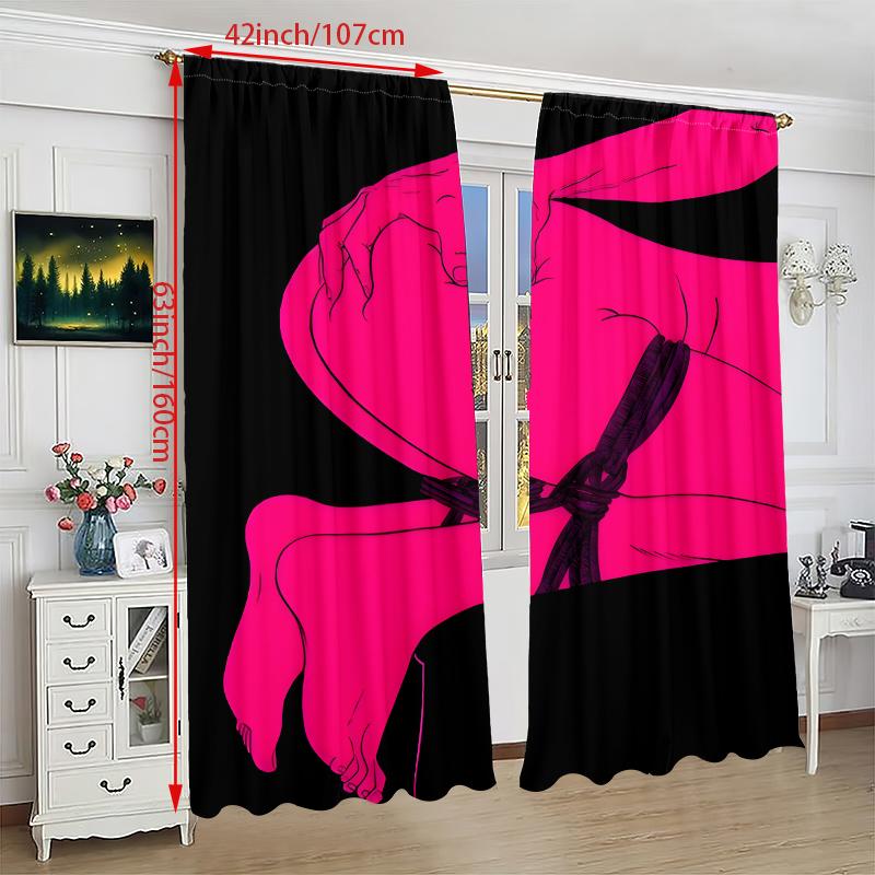 2 st - Alla hjärtans dag karaktärstryck - Tryckt gardin - Polyestermaterial - Lämplig för sovrum, vardagsrum, arbetsrum,