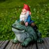 Dwarf Riding Frog Resin Ornament Garden Cute Ornament Garden Decoration Ornament Home Decoration
