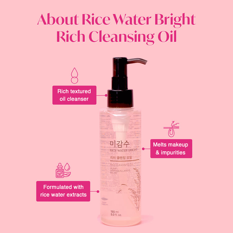The Face Shop Huile nettoyante pour le visage riche et lumineuse à l'eau de riz 150 ml