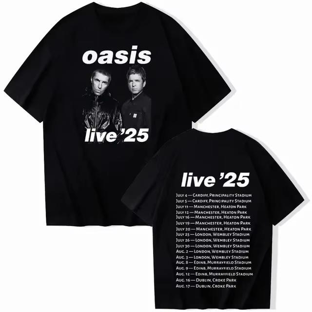 New Arrival Oasis Live 25 Tour Short Sleeved Round Neck Y2k Tshirt Men Clothing New In Top & Tees Mens T-Shirt Ropa Hombre 70236