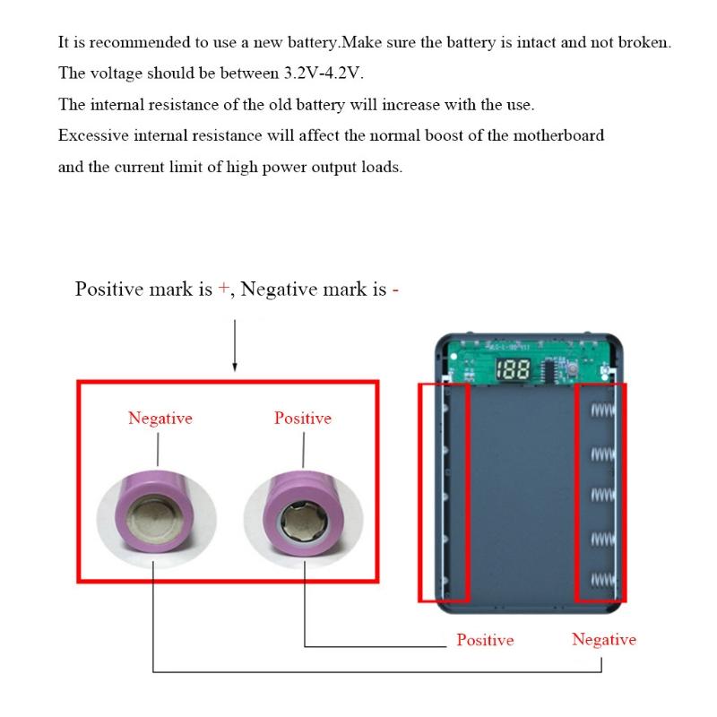 5 Slot Batteries Container Detachable Power Bank Holder for Case DIY for Shell 18650 Dual USB Battery Holder for Case
