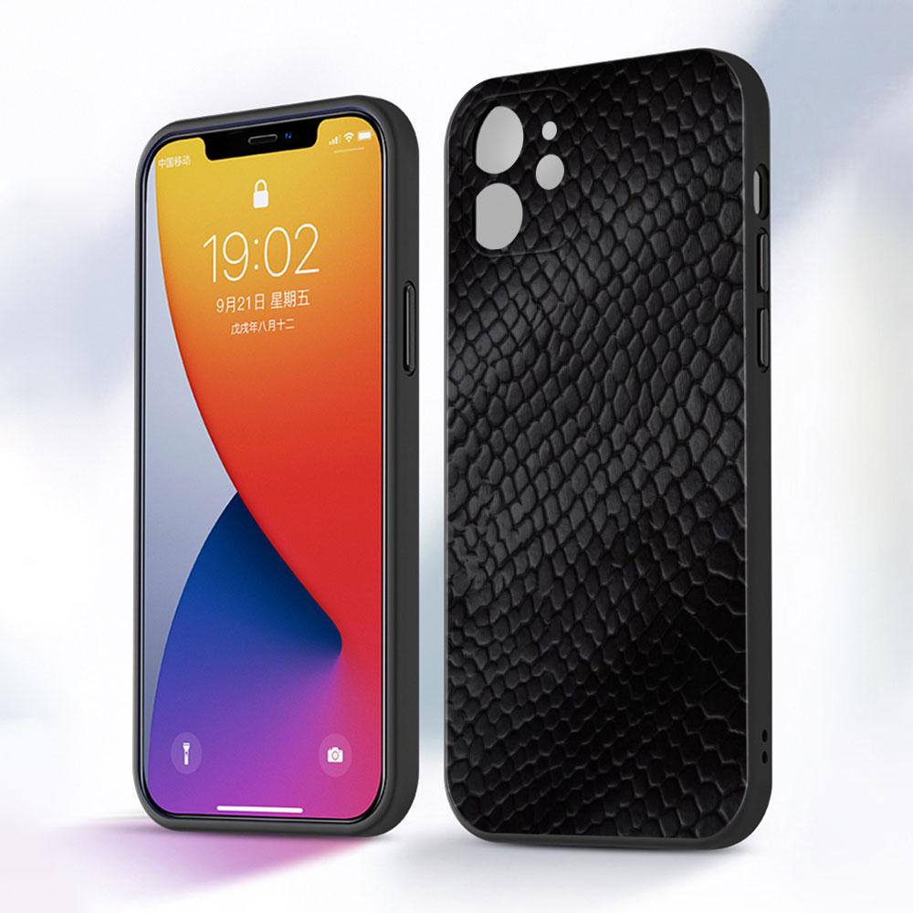 Pink Leather Snake Pattern Cell Phone Case For iPhone 11 13 7 8 Plus XR 12 Pro Max X 6 6s XS 12 Mini 5 SE Cover Black Soft Coque