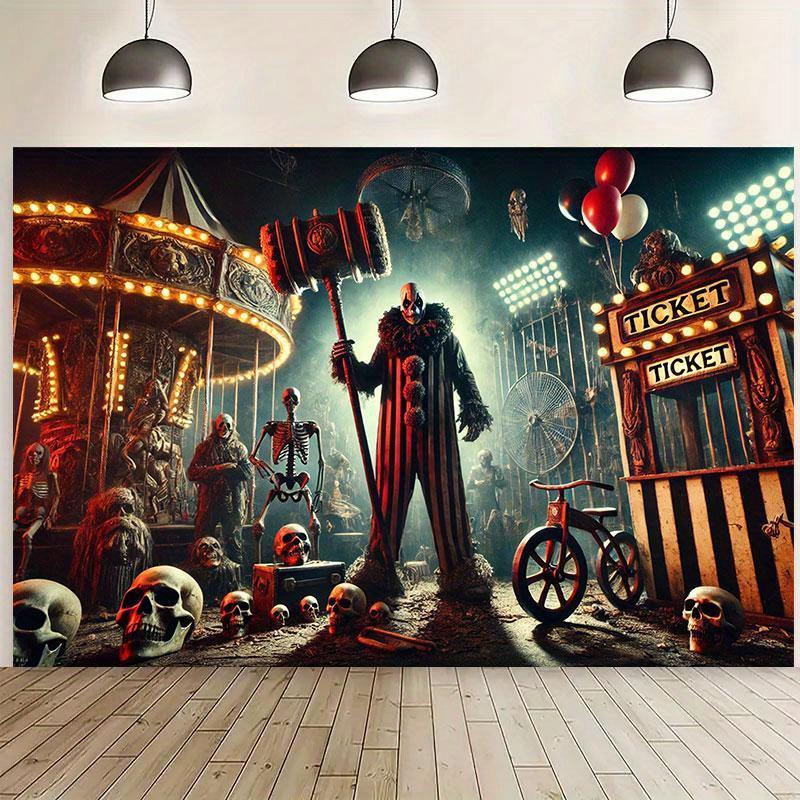Polyester material horror carnival background banner - A colorful and eerie photography background