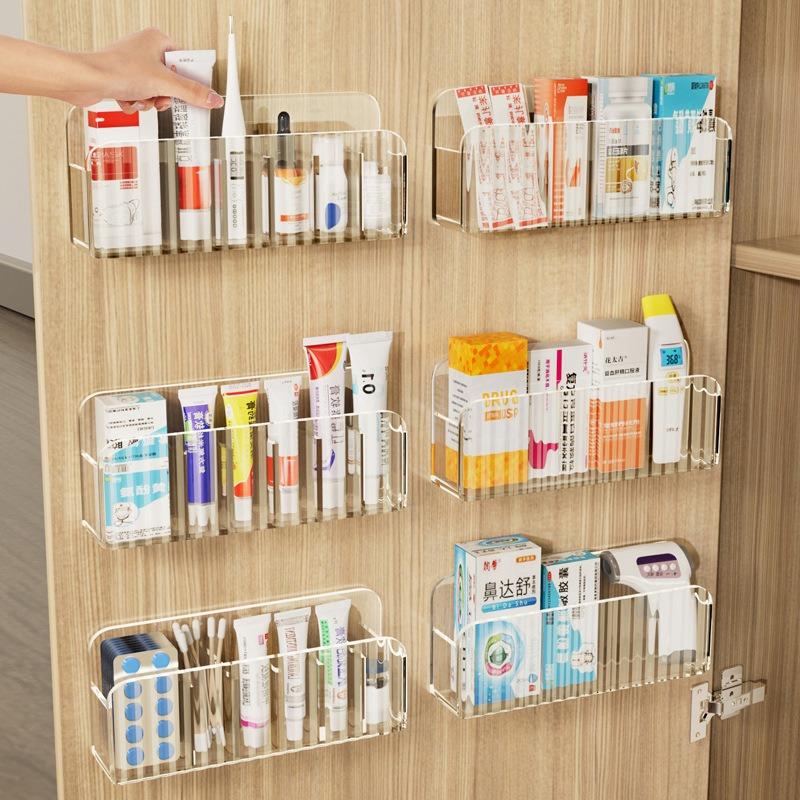 Medicine Storage Box Cabinet Door Wall-mounted Storage, Compartmentalized Small Ointment Box Storage Rack, No Installation Required