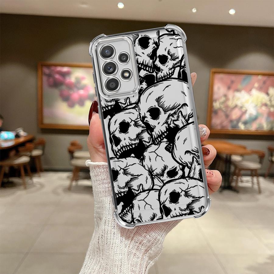 Funda para Teléfono con Cuatro Patrones de Calavera Espeluznante para Samsung Galaxy A14 A04 A54 A34 A73 A13 A23 A51 A24 A52 A16 A06 A33 A50 A07