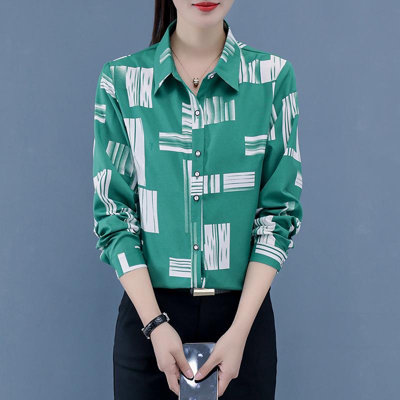 YYFS Dámská móda Ležérní jarní podzimní halenky a košile POLO s dlouhým rukávem