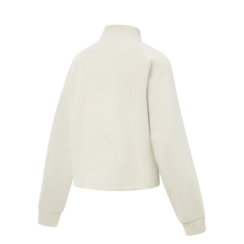 Li Ning Fitness Series Fleece Warm Lock Temperature Dry Loose Stand Collar Sweatshirt Women Sweatshirt AWDV946-3