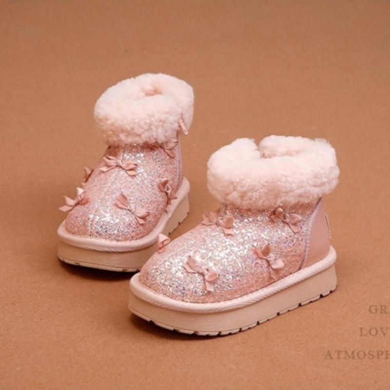 Winter Girls' Warm Snow Boots Children's Crystal Short Boots Fleece-lined Thickened Lightweight Cotton Shoes