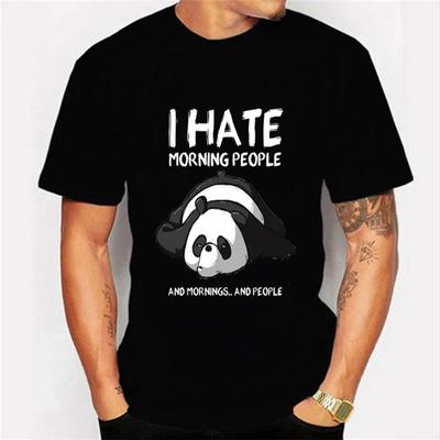 Camiseta Divertida de Panda para Hombre Odio a la Gente Mañanera Camiseta Gráfica Verano Manga Corta Camiseta Hombre Harajuku Tops de Panda Ropa de Calle