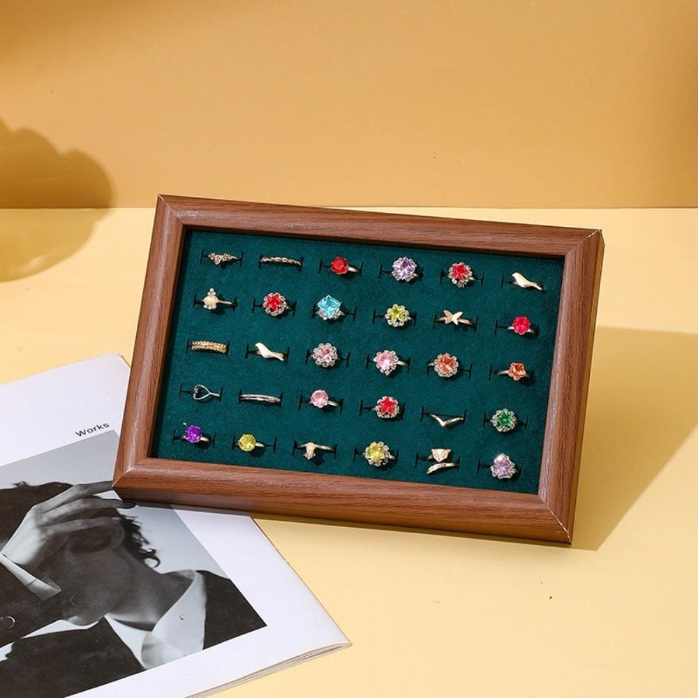 30 Slot Fashion Jewelry Trays Velvet Finger Ring Storage Rack Stud Earrings Organizer Dresser