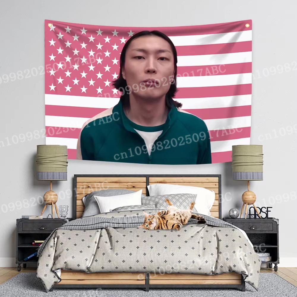 Tapestry z flagą amerykańską Dziury Cyfrowe Baner Tapestry Klasyczna Dekoracja Zewnętrzna Wewnętrzna Pokój Garaż Ogród Wentylator Prezent Tapestry Domowe