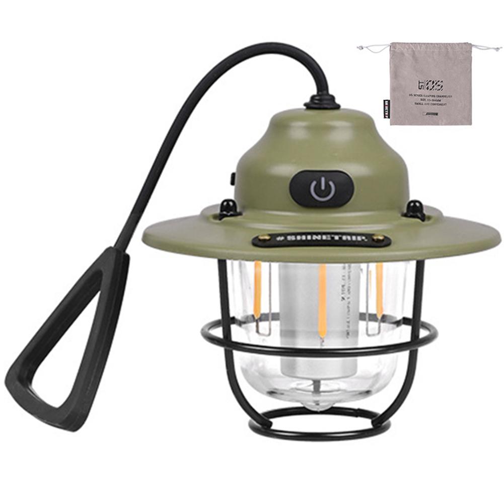 LED Camping Light 1200mAh Emergency Lantern Stepless Dimming Retro Atmosphere Chandelier Portable Hanging Tent Lamp for Fishing