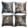 Niedlicher Kissenbezug mit Kaninchenaufdruck für Zuhause, Sofa, Schlafzimmer-Kissenbezug