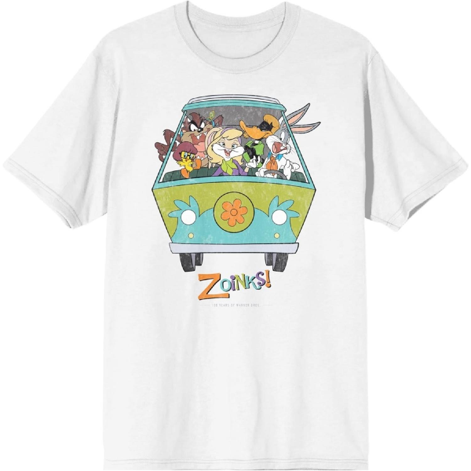 

WB 100_ Looney Tunes Mashups Scooby Doo Zoinks Crew Neck Short Sleeve Men s White T-shirt XXXXXL білий