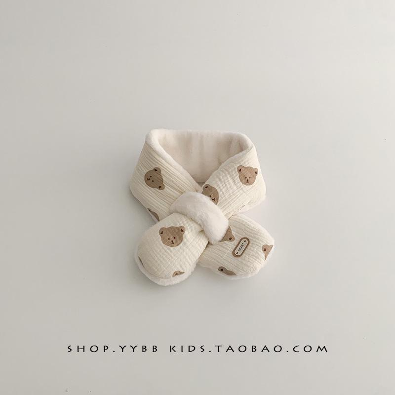 Soft Baby Bear Winter Scarf: Warm, Windproof, Plush Velvet for Boys & Girls