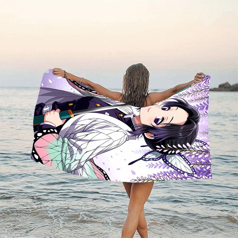 1pc Demon Slayer2 Beach Towel, Beach and Seaside Swimming Pool Equipment, Fashion Pattern, Rectangular, Travel Essentials