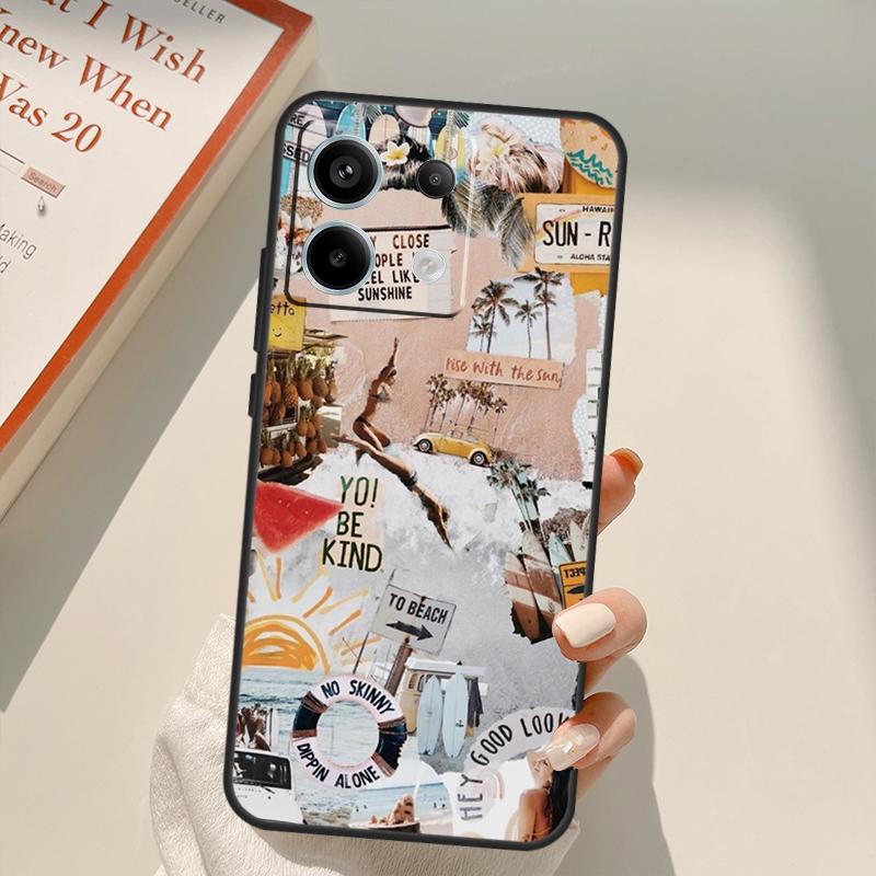 Surf Beachy Blue Summer Collage Funda For Xiaomi Redmi Note 14 13 10 11 12 15 Pro Plus Case For Redmi 15 14C 12C 10C 13C 15C