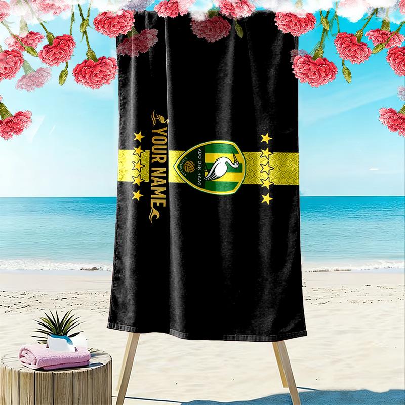 Serviette de plage imprimée ADO Den Haag, Grande serviette douce à séchage rapide pour la plage, le camping, la natation