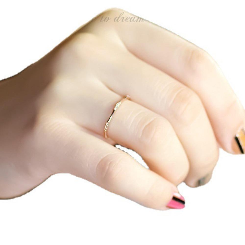 14K Gold Plated 9 Tiny Diamonds Elegant Dainty Rings for Women Fashion Jewelry no. 5 золотой